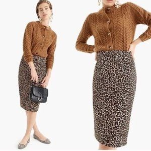 New condition J crew number 2 pencil skirt in bi-stretch cotton in leopard print